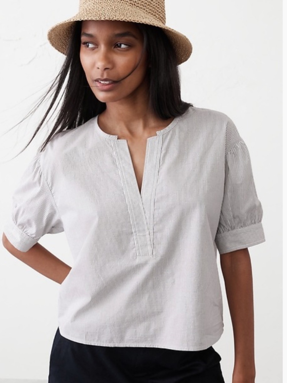 Banana Republic Puff-Sleeve Popover Top